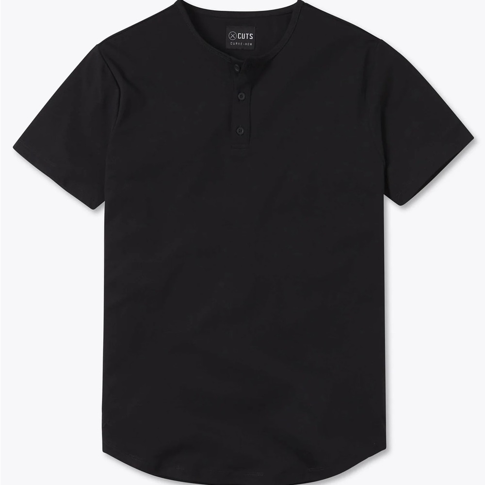 Cuts curve hem Henley black